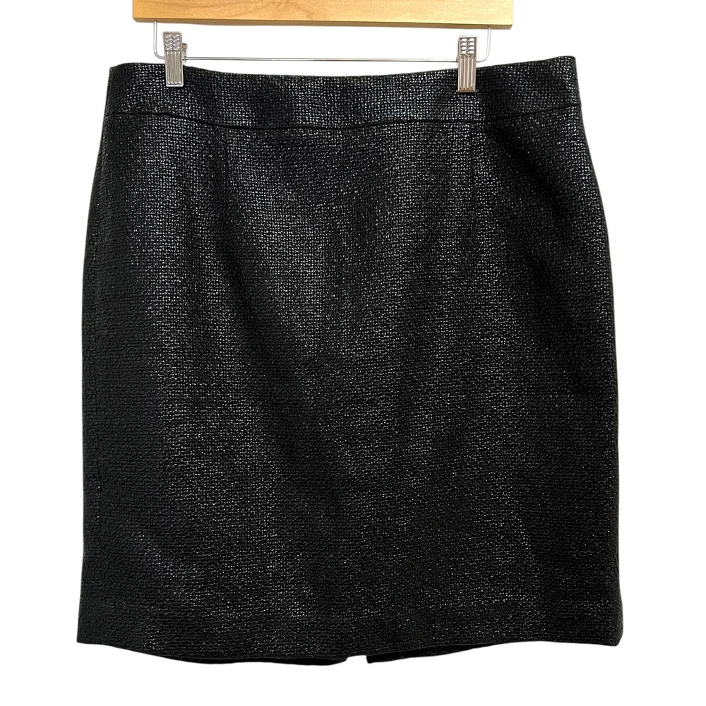 Banana Republic Skirt Womens 16 Black Metallic Tweed Pencil Lined Career Office